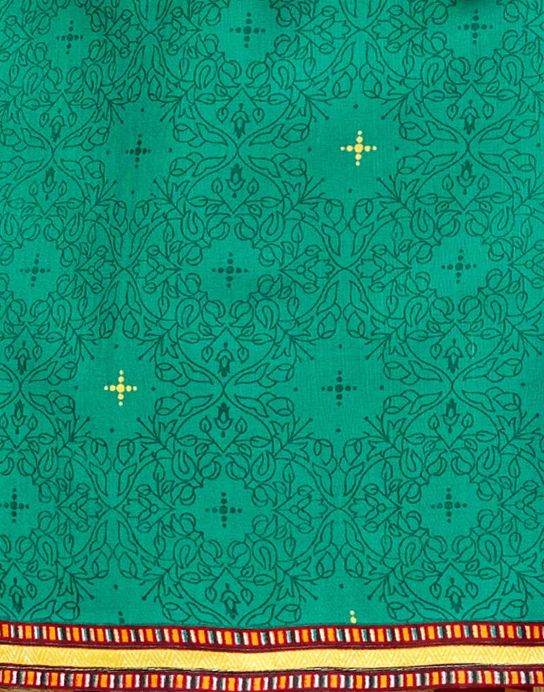 Idyiic Turquoise Green Cotton Printed Unstitched Salwar Suit | Leemboodi
