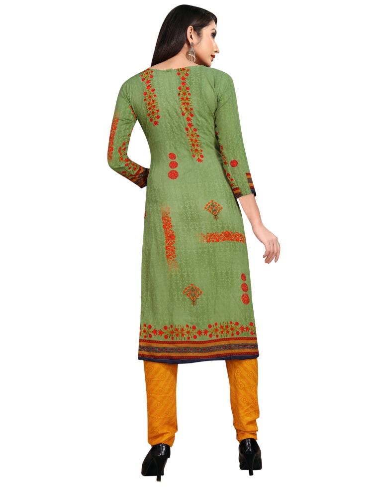 Choicest Pista Green Printed Unstitched Salwar Suit | Leemboodi