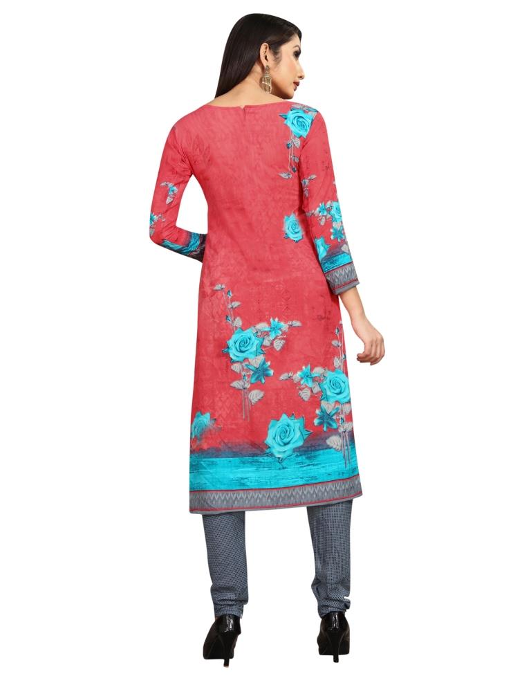 Amazing Strawberry Pink Printed Unstitched Salwar Suit | Leemboodi