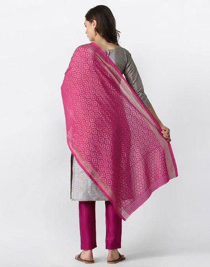 Graceful Grey Banarasi Silk Jacquard Unstitched Salwar Suit | Leemboodi