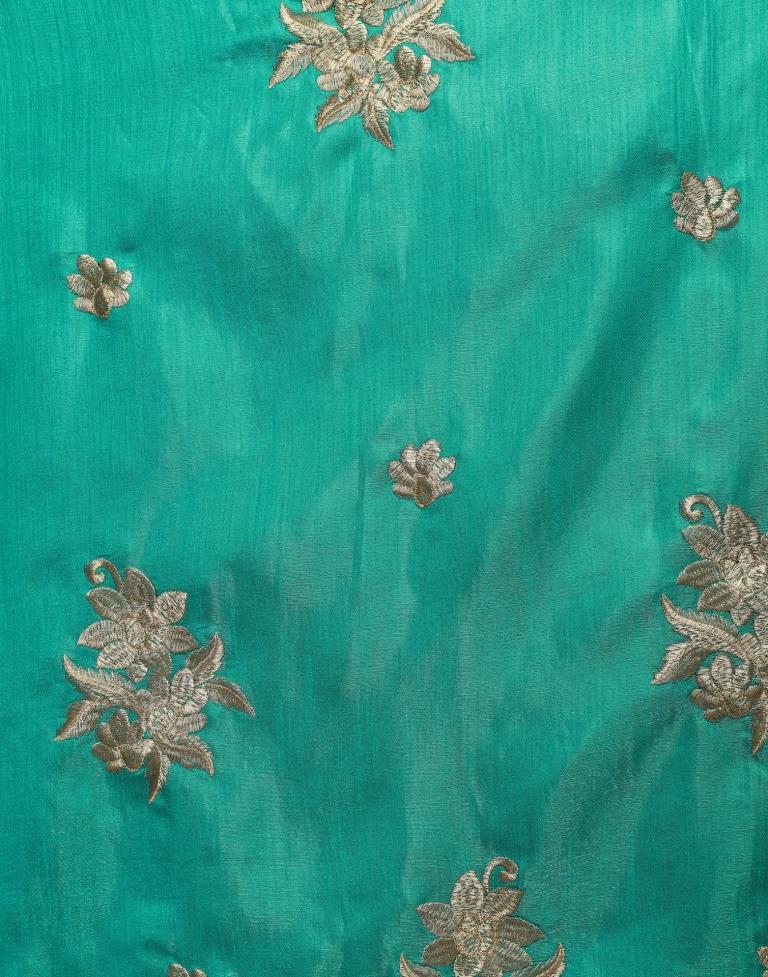 Angellic Turquoise Coloured Satin-Taffeta Zari Embroidered Casual Wear Lehenga | Leemboodi