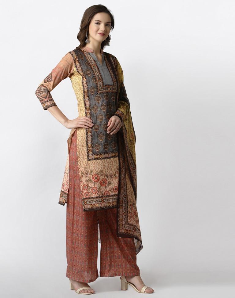 Amiable Multi Cotton Printed Unstitched Salwar Suit | Leemboodi