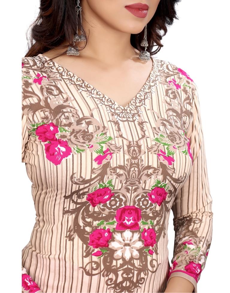Trendy Cream Printed Unstitched Salwar Suit | Leemboodi