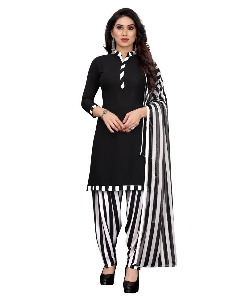 Eye Catching Black Printed Unstitched Salwar Suit | Leemboodi