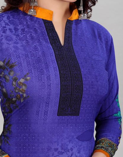 Enigmatic Purple Printed Unstitched Salwar Suit | Leemboodi
