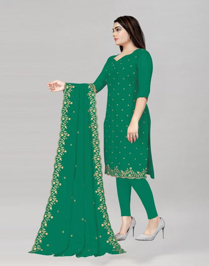 Glorious Persian Green Georgette Embroidered Unstitched Salwar Suit | Leemboodi