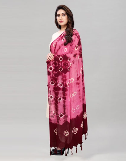 Punch Pink Coloured Cotton Bandhani Printed Dupatta | Leemboodi