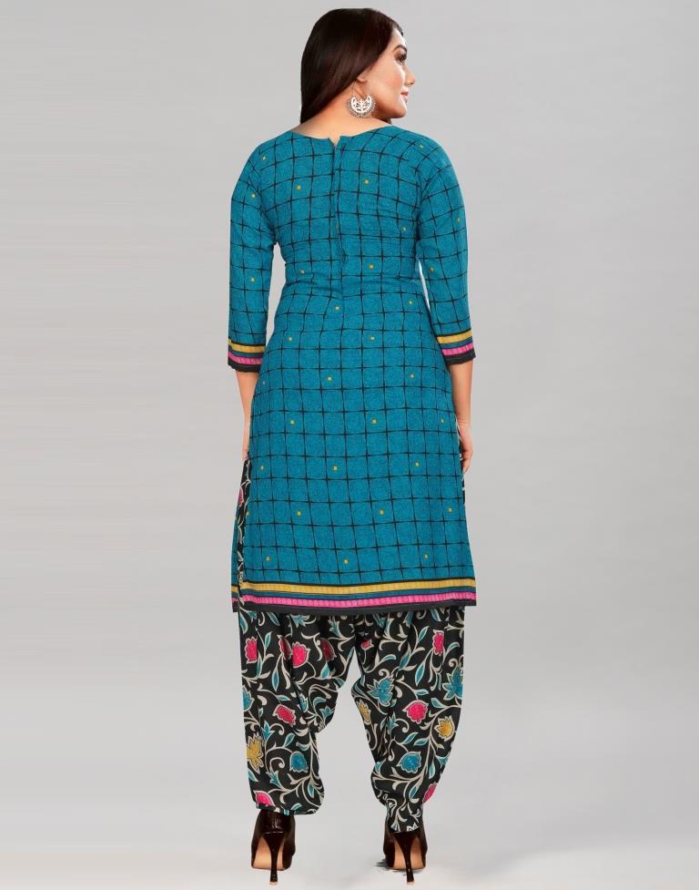 Amazing Rama Printed Unstitched Salwar Suit | Leemboodi