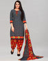 Appealing Dark Grey Printed Unstitched Salwar Suit | Leemboodi