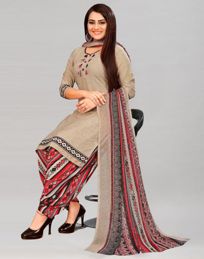 Precious Light Brown Printed Unstitched Salwar Suit | Leemboodi