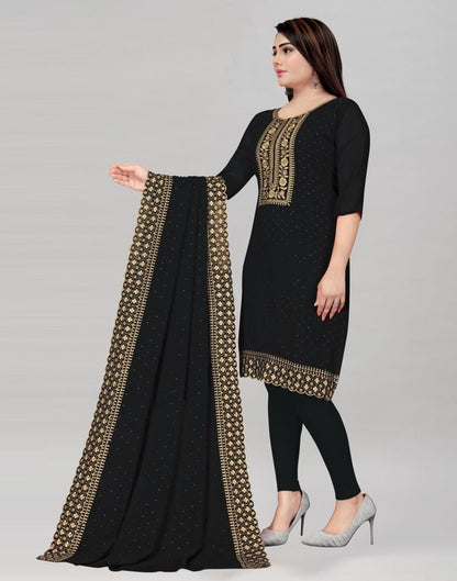 Choicest Black Georgette Embroidered Unstitched Salwar Suit | Leemboodi