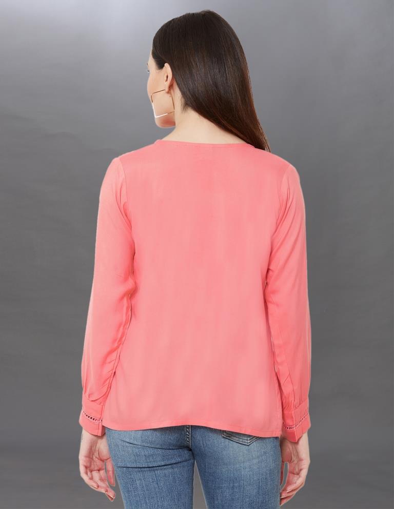Splendiferous Pink Coloured Pleated Rayon Tops | Leemboodi