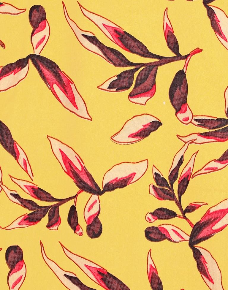 Gorgeous Yellow Coloured Printed Crepe Tops | Leemboodi