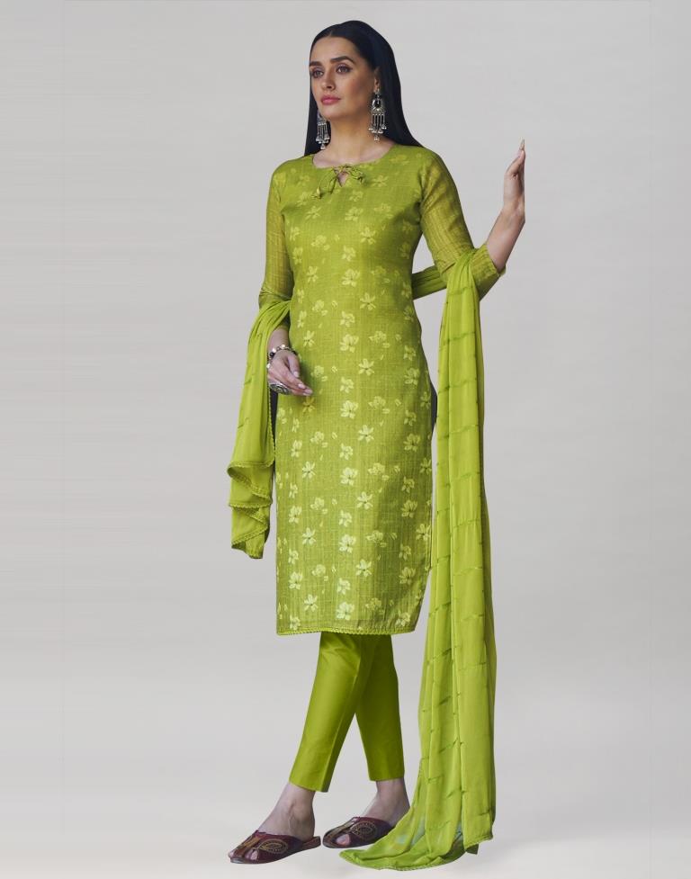 Buy Lime Green Cotton Anarkali Kurta Palazzo Suit Set (Kurta, Straight  Palazzo, Dupatta) for INR4196.50 | Biba India