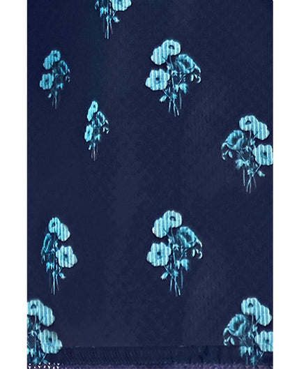 Blue Cotton Printed Unstitched Salwar Suit | Leemboodi