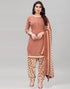 Light Brown Printed Unstitched Salwar Suit | Leemboodi