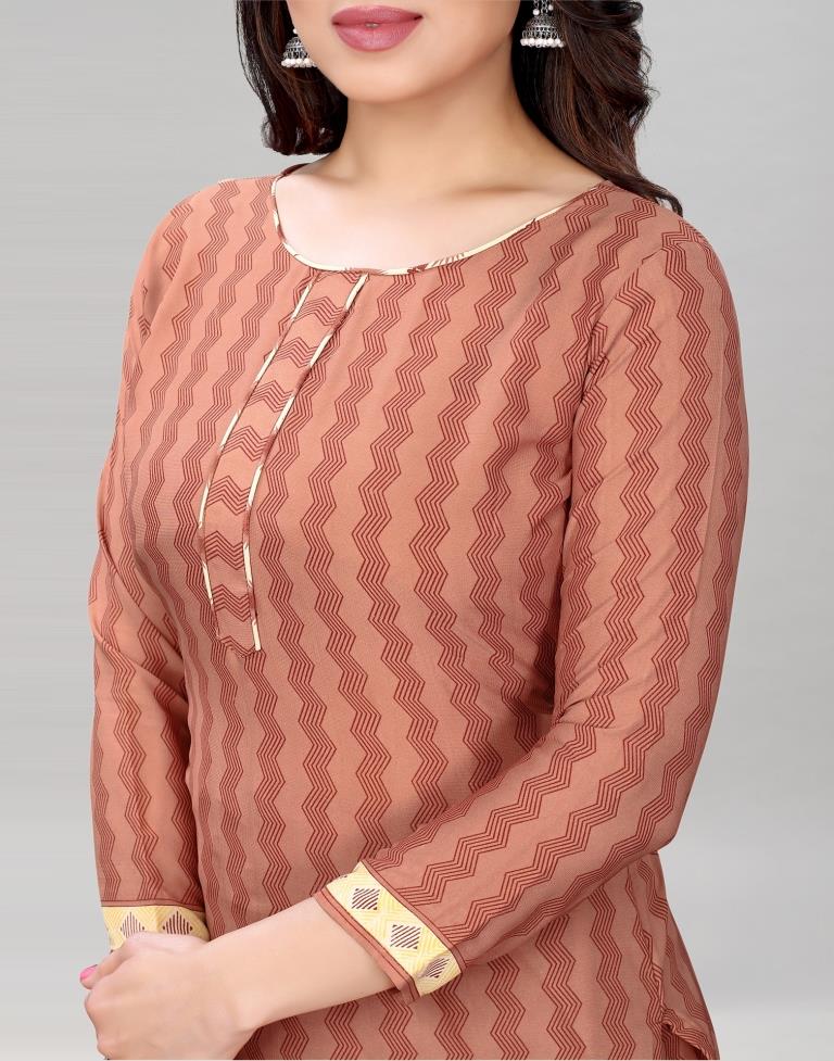 Light Brown Printed Unstitched Salwar Suit | Leemboodi