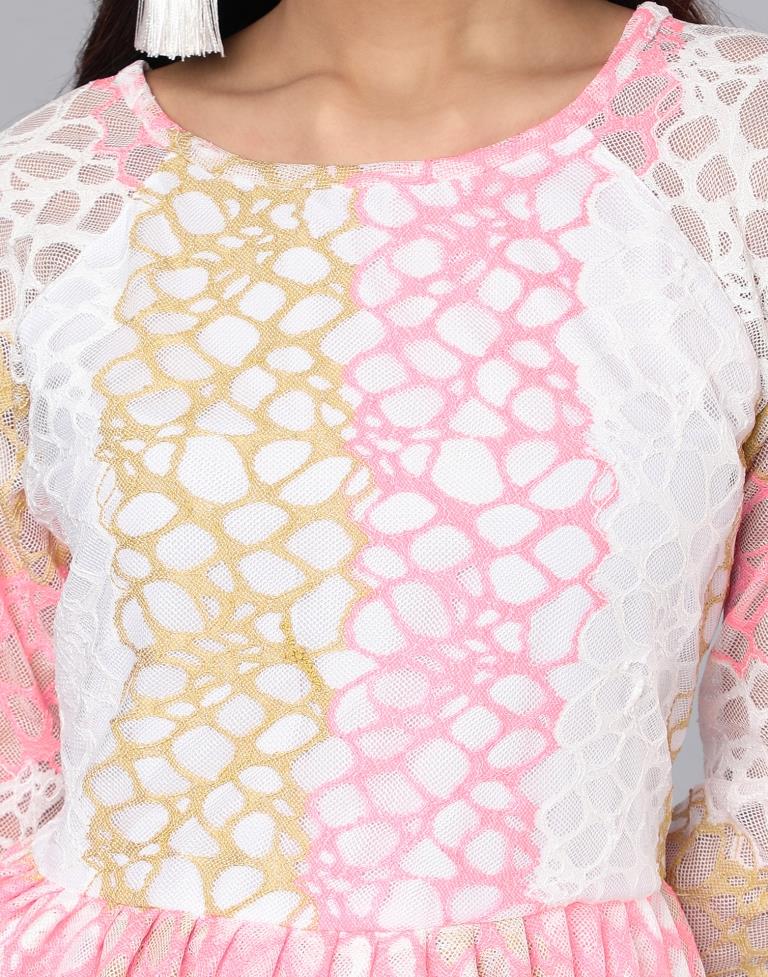 Classic Pink Coloured Net Russell Net Dress | Leemboodi