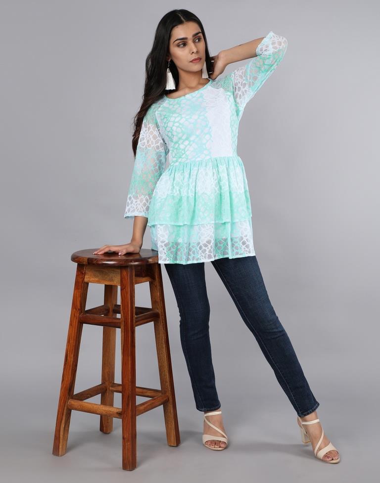 Classy Turquoise Net Russell Net Dress | Leemboodi