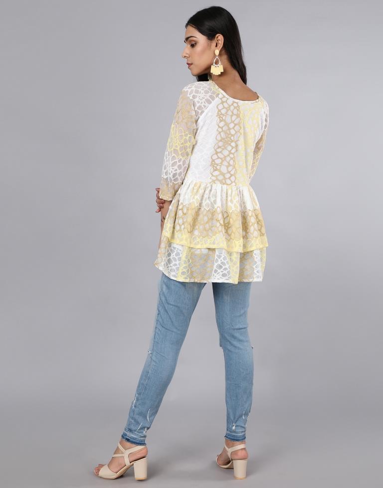 Designer Yellow Coloured Net Russell Net Dress | Leemboodi
