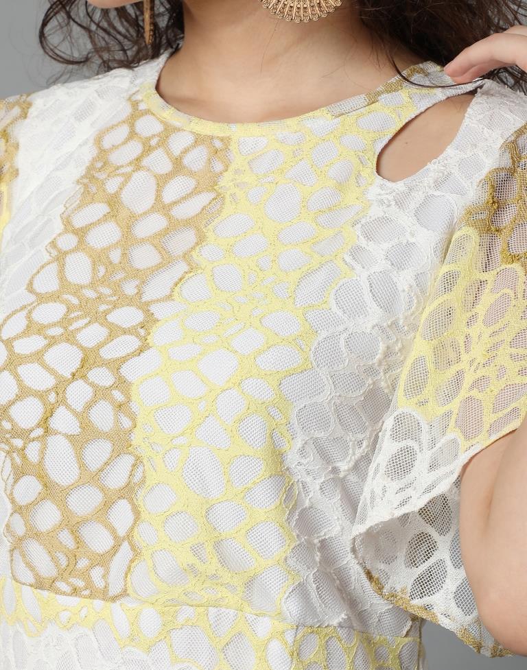 Yellow Coloured Net Russell Net Dress | Leemboodi