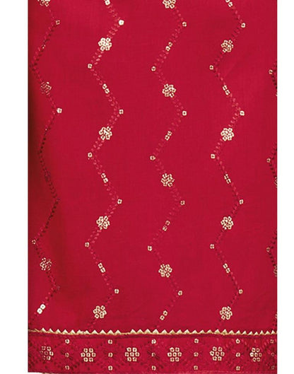Red Cotton Embroidered Unstitched Salwar Suit | Leemboodi