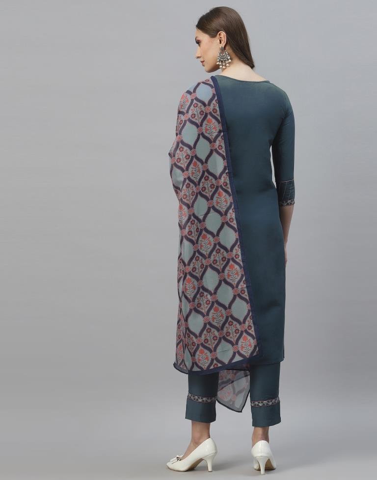 Grey Kurti with Pant And Dupatta | Leemboodi