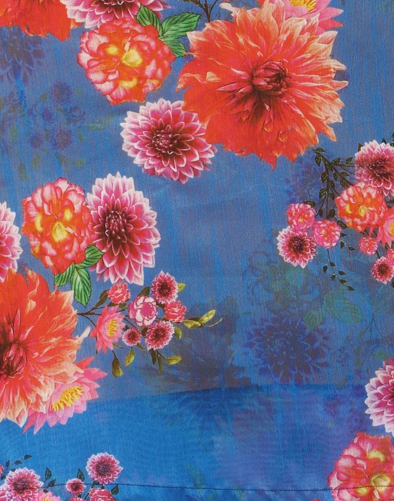 Beguiling Blue Coloured Bhagalpuri Silk Digital Floral Printed Casual Wear Lehenga | Leemboodi