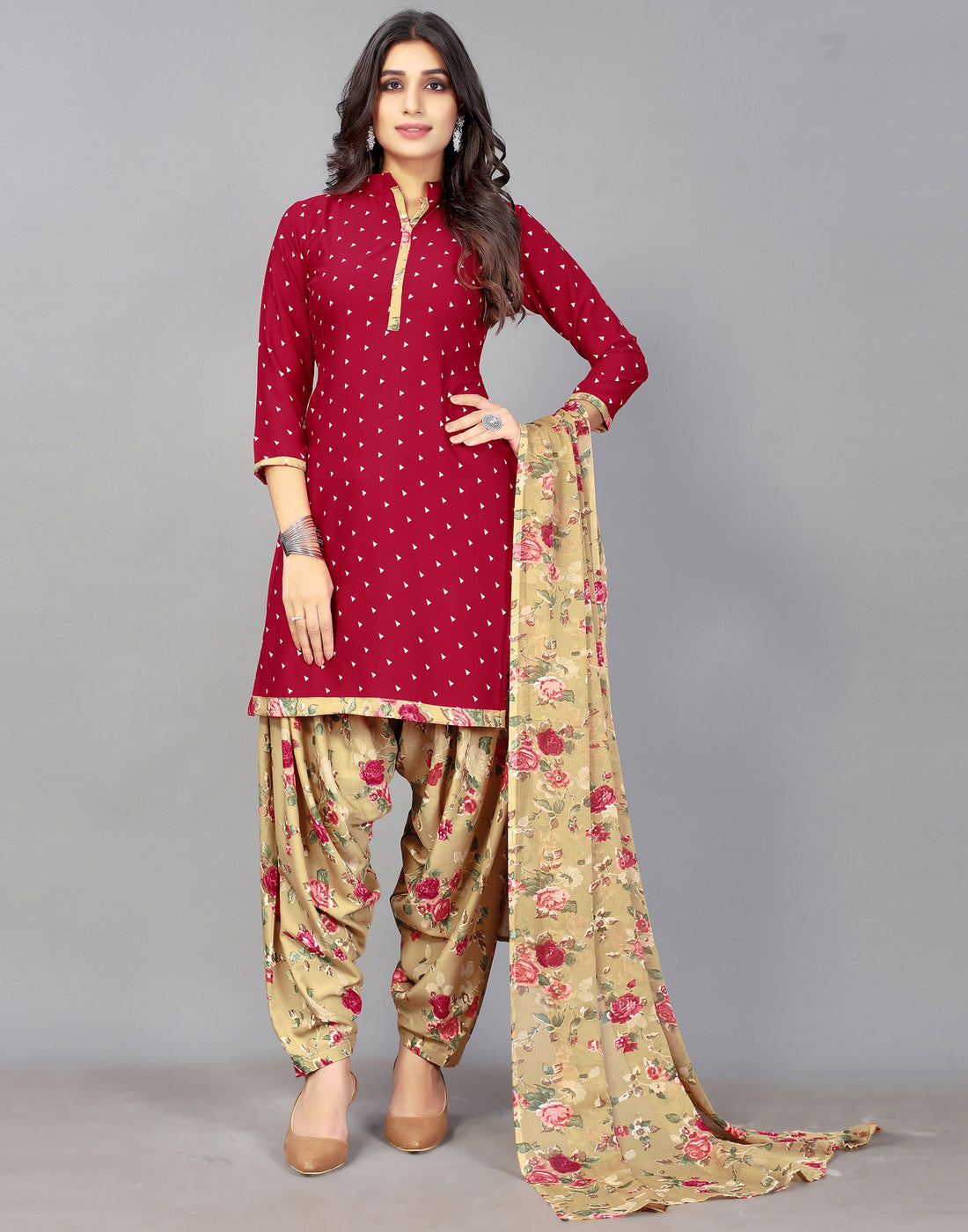 Printed Unstitched Salwar Suit Material | Leemboodi