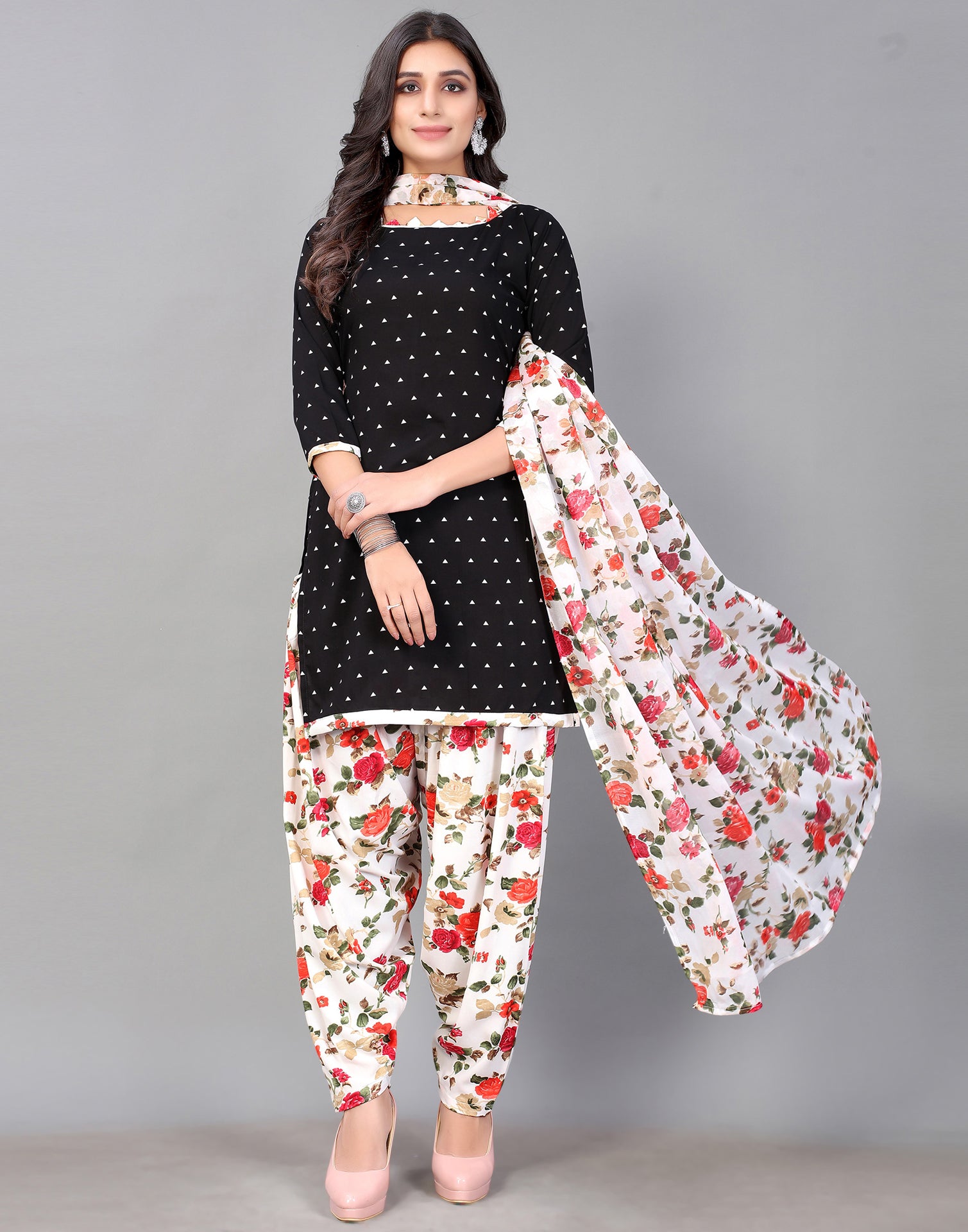 Buy Shree Women White & Multi Coloured Floral Print Patiala Pants - Patiala  for Women 268029 | Myntra