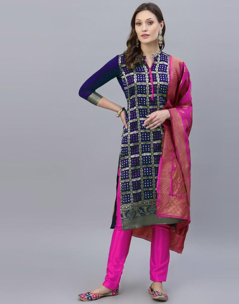 Unstitched Grey Muslin Silk Salwar Suit Dress Material for Women – Stilento