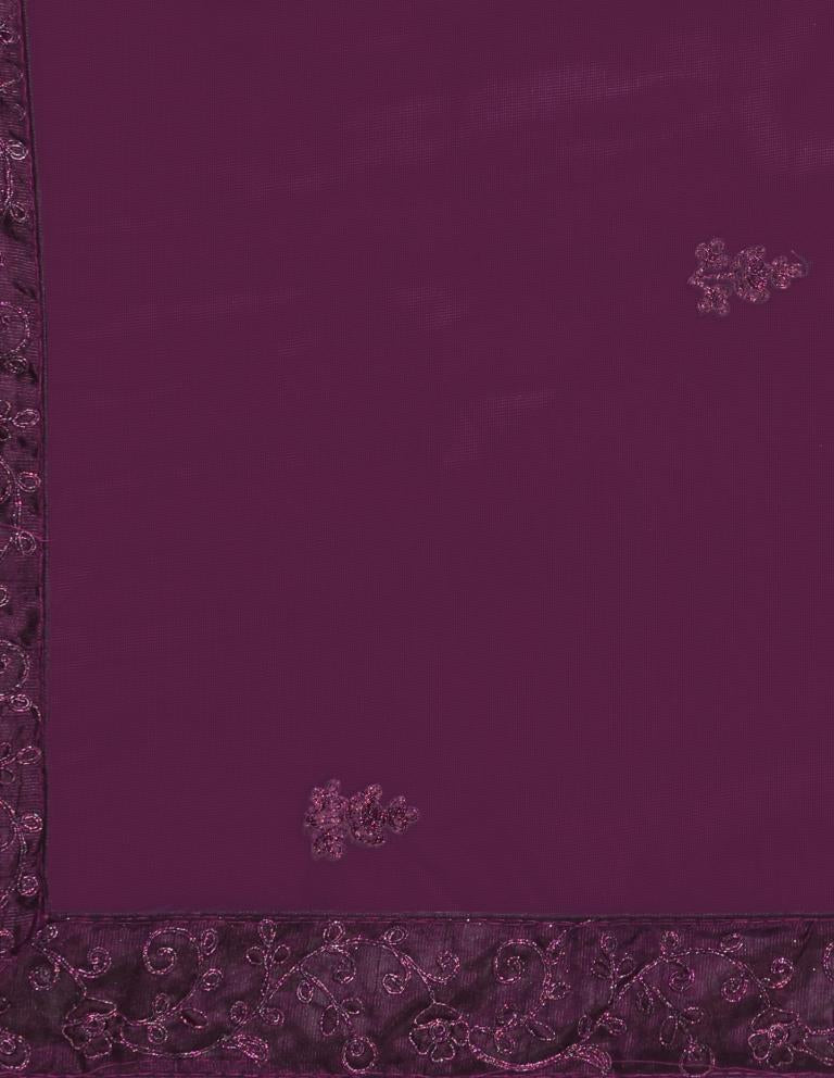 Delusive Purple Wine Coloured Net Emroidered Casual Wear Lehenga | Leemboodi