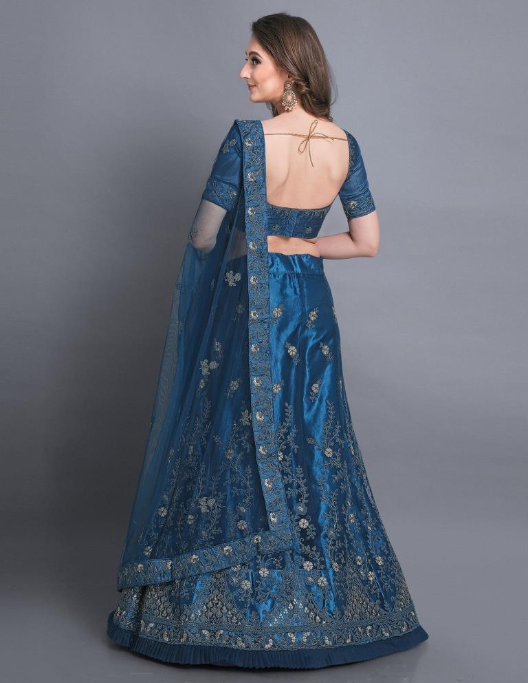 Immaculate Blue Coloured Net Emroidery Casual Wear Lehenga | Leemboodi