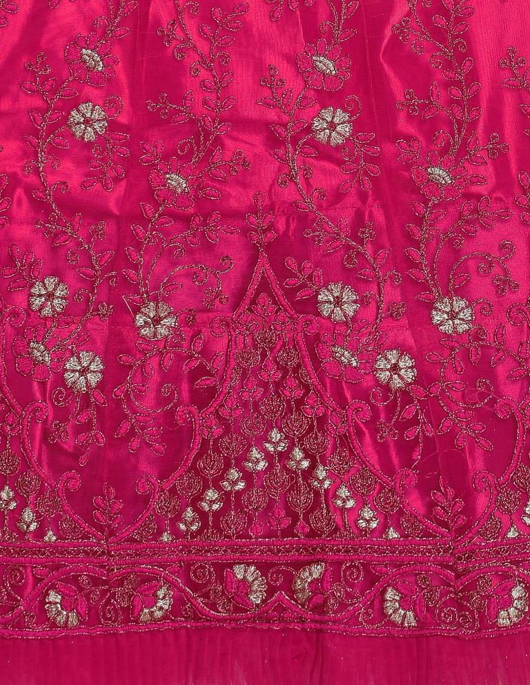 Blooming Pink Coloured Net Emroidery Casual Wear Lehenga | Leemboodi