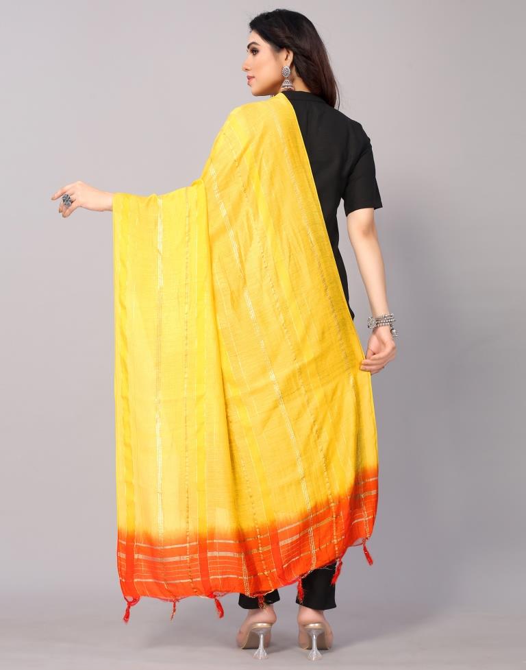 Yellow Cotton Embellished Dupatta | Leemboodi