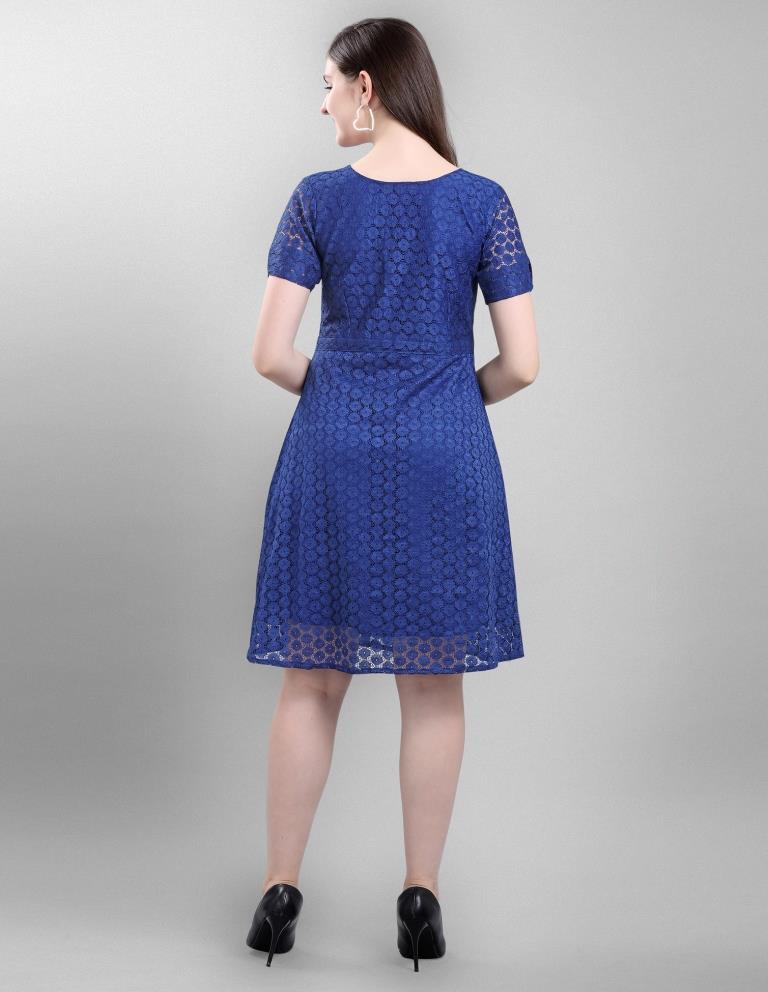 Blue Coloured Net Russell Net Dress | Leemboodi