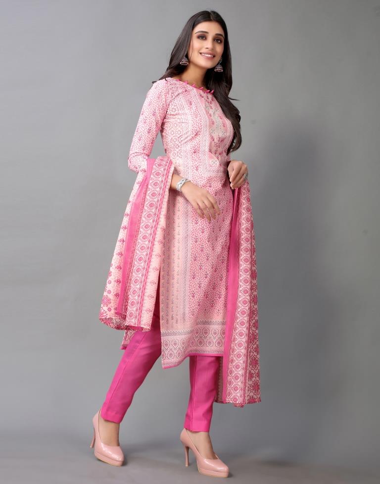 Printed Cotton Unstitched Salwar Suit Material | Leemboodi