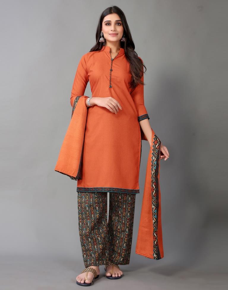 Printed Cotton Unstitched Salwar Suit Material | Leemboodi