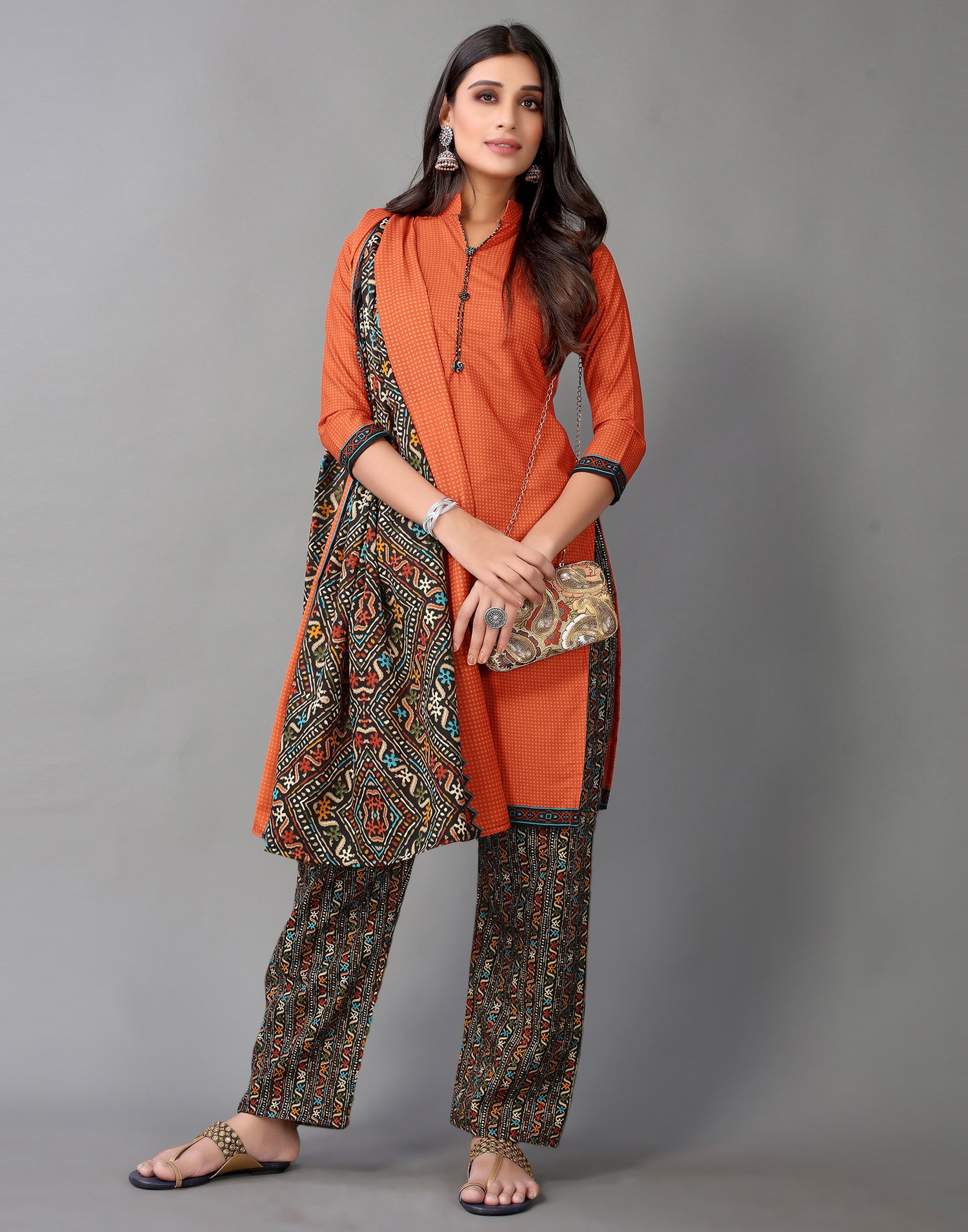 Printed Cotton Unstitched Salwar Suit Material | Leemboodi