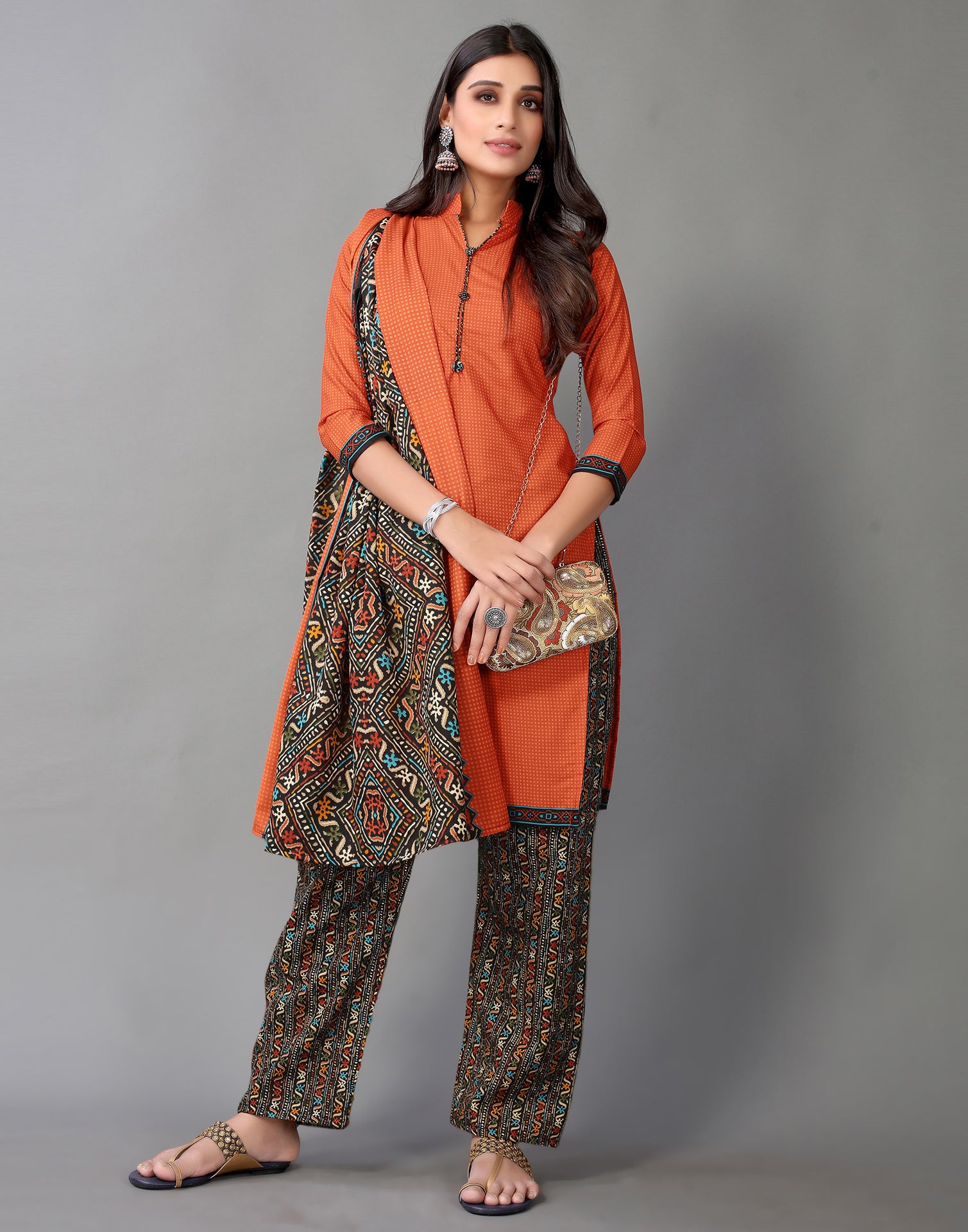 Printed Cotton Unstitched Salwar Suit Material | Leemboodi