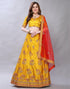 Pleasant Mustard Yellow Coloured Satin Silk Embroidered Casual Wear Lehenga | Leemboodi