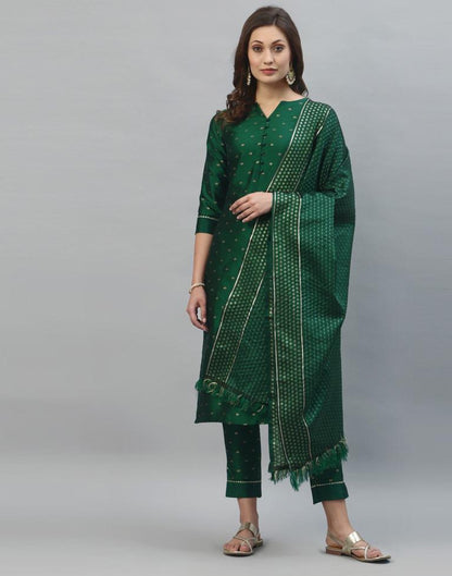 Bottal Green Kurti With Pant And Dupatta | Leemboodi