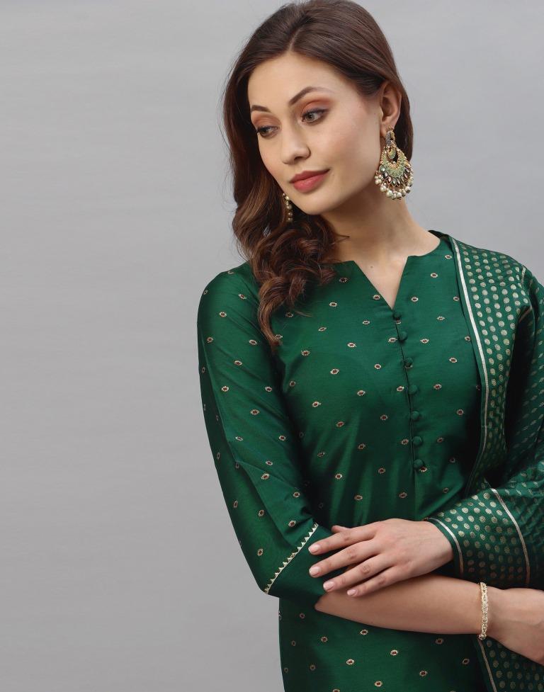 Bottal Green Kurti With Pant And Dupatta | Leemboodi