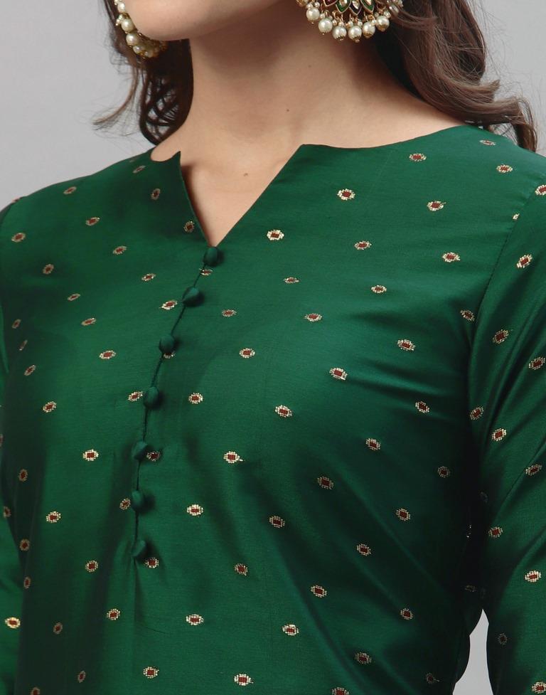 Bottal Green Kurti With Pant And Dupatta | Leemboodi