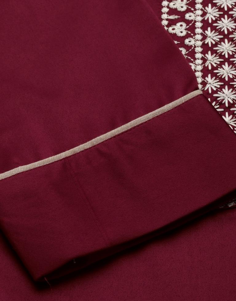 Maroon Kurti With Pant And Dupatta | Leemboodi