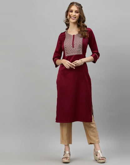 Maroon Kurti With Pant And Dupatta | Leemboodi