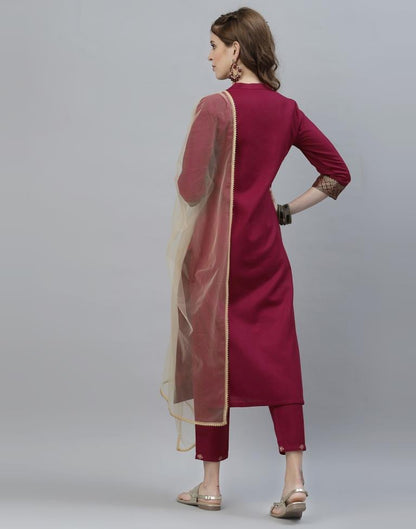 Maroon Kurti With Pant And Dupatta | Leemboodi