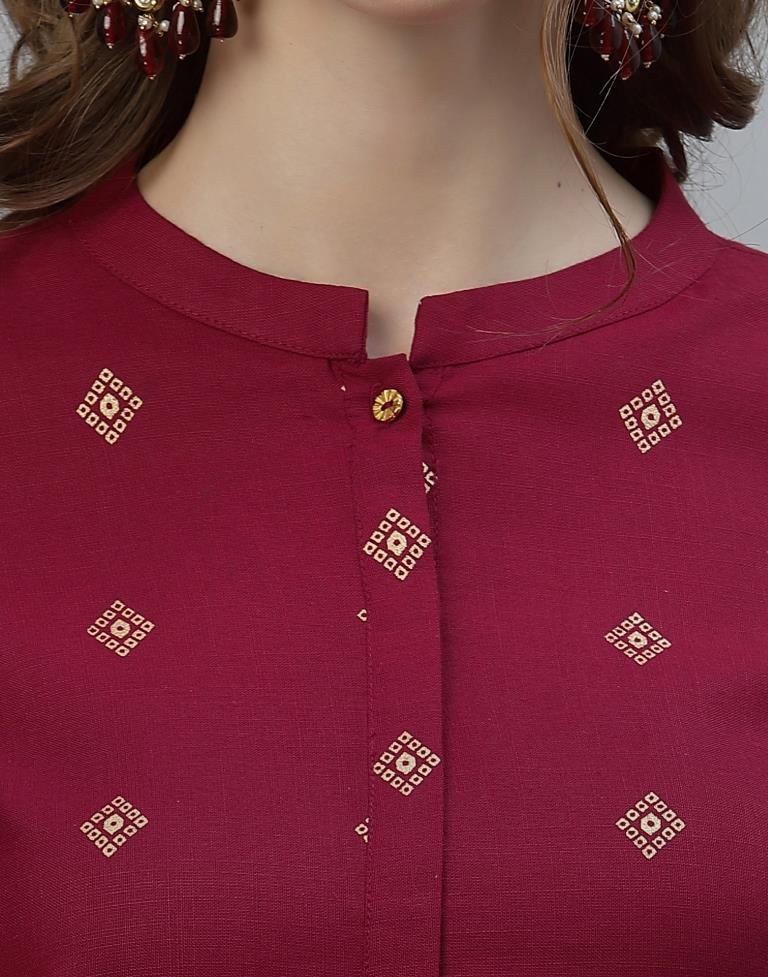 Maroon Kurti With Pant And Dupatta | Leemboodi