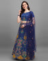 Blue Coloured Poly Silk Embroidered Partywear Lehenga | Leemboodi