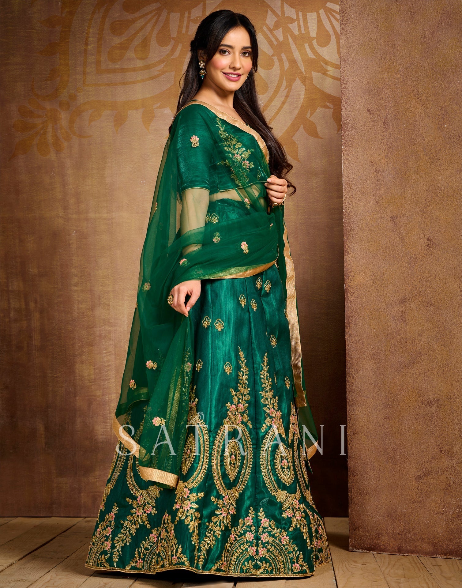 Dark Green Golden Designer Wedding Lehenga Choli | Bridal lehenga choli,  Designer lehenga choli, Silk lehenga